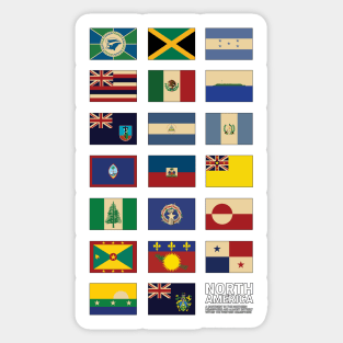 North America Country Flags Set Sticker